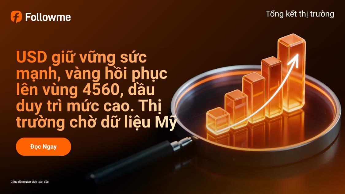 USD giữ vững sức mạnh, vàng hồi phục lên vùng 4560, dầu duy trì mức cao. Thị trường chờ dữ liệu Mỹ