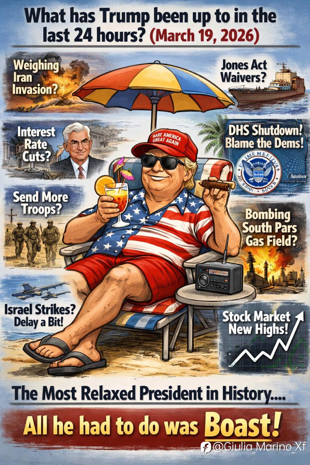 What has Trump been up to in the last 24 hours? (March 19, 2026)