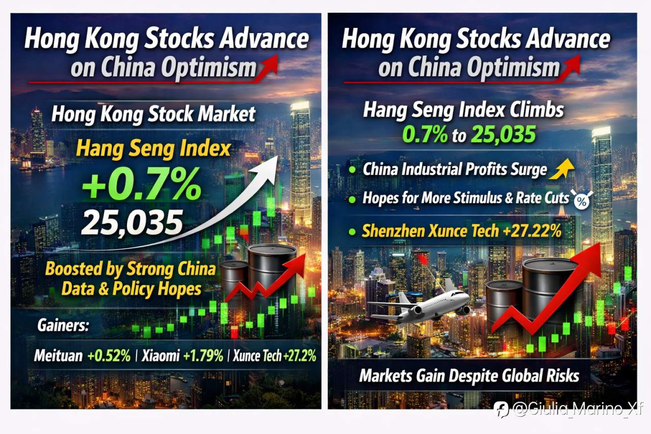 Hong Kong Stocks Advance on China Optimism