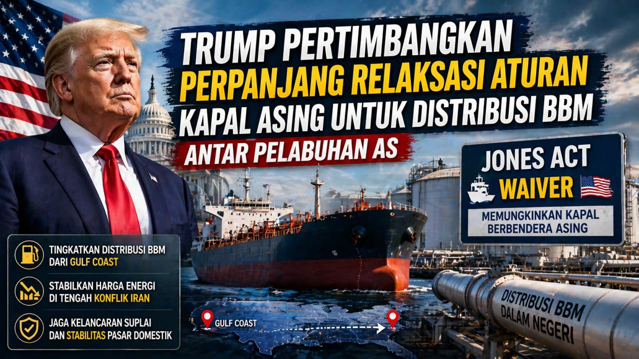Trump Pertimbangkan Perpanjang Relaksasi Aturan Kapal Asing untuk Distribusi BBM Antar Pelabuhan AS