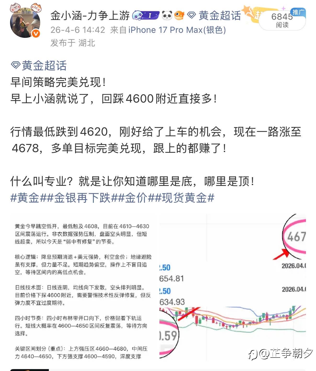 黄金一路从低位4600看涨至4800关口，方向判断得明明白白！