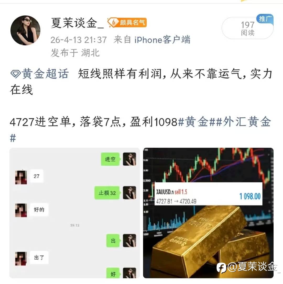 4.13周一黄金战绩