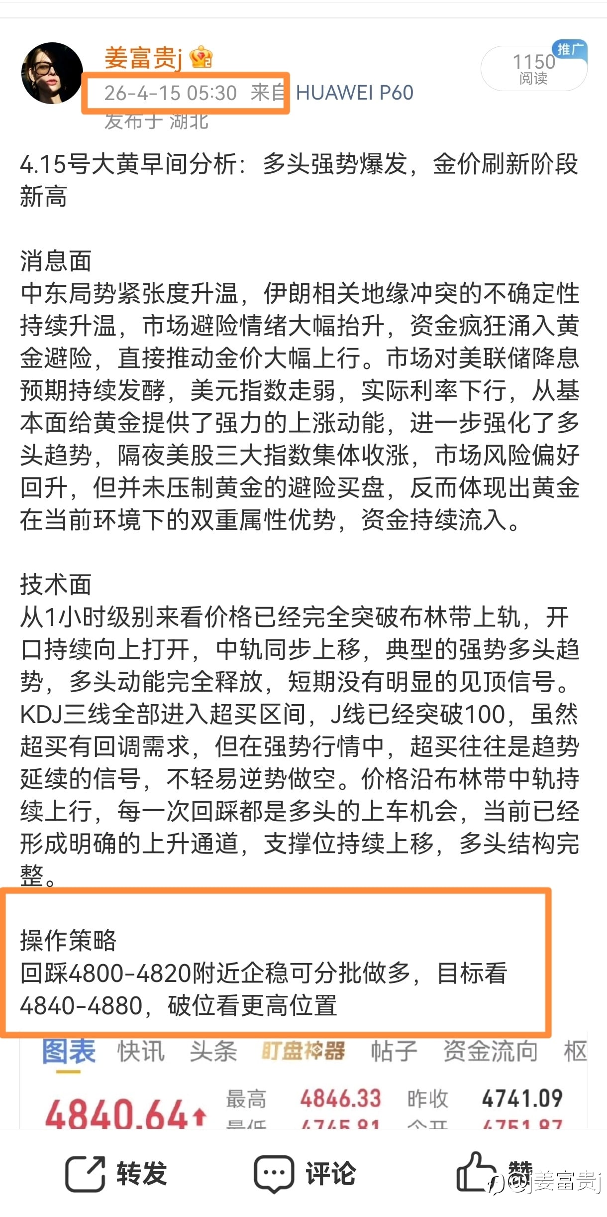 早间多单策略也是完美兑现