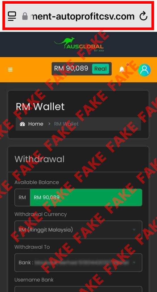 警惕虚假平台！假冒 AUS GLOBAL 网站诈骗曝光，谨防资金受损！
