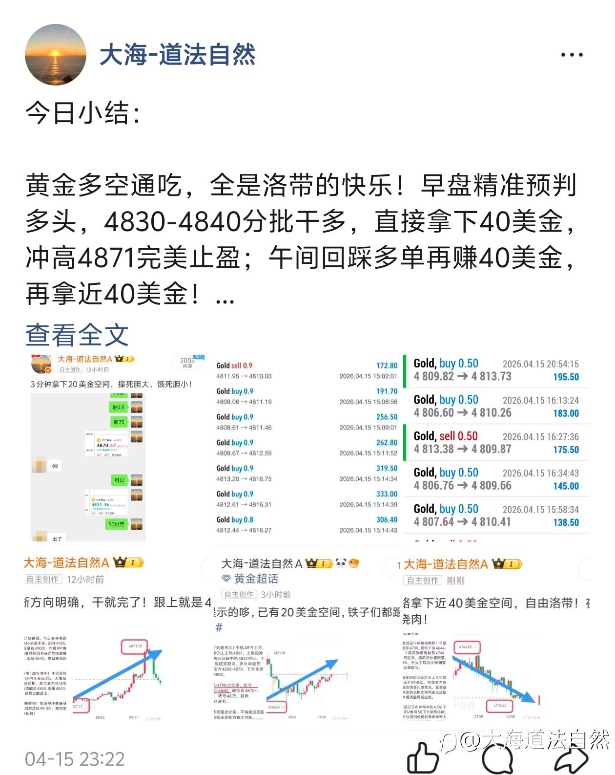 本周黄金总结：