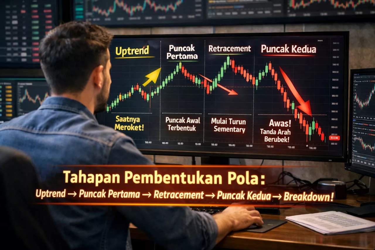 FIRST PEAK DOUBLE TOP PATTERN: SINYAL AWAL PEMBALIKAN YANG SERING DIABAIKAN TRADER!