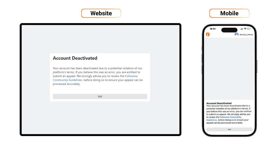 [Followme Guide] Profile: User Account Suspension and Account Recovery 