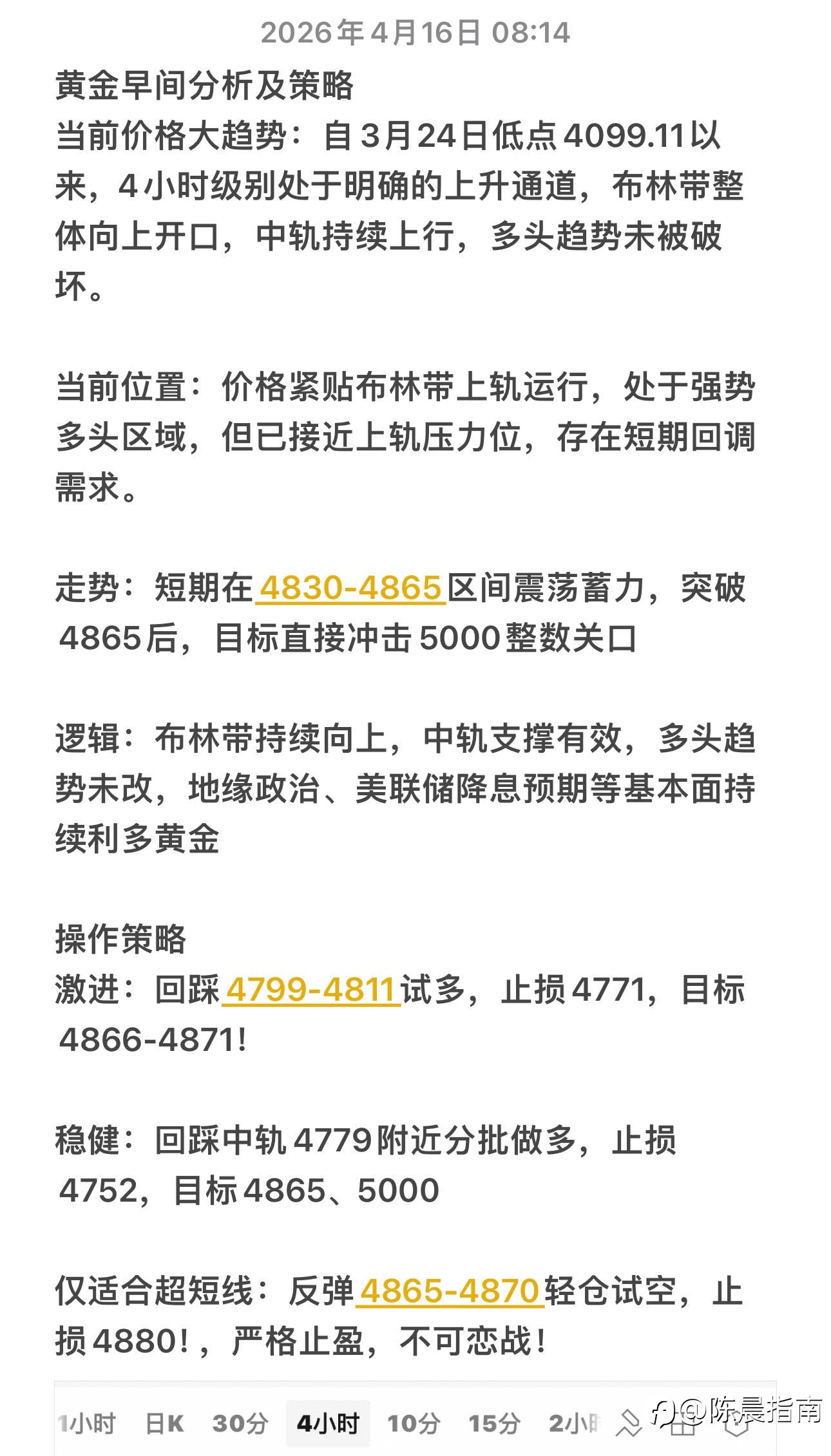 黄金早间分析
