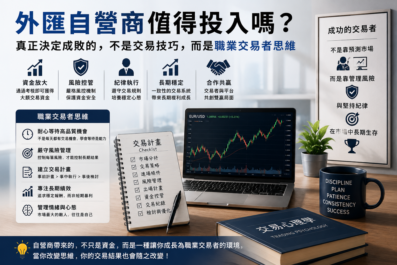外匯自營商值得投入嗎?真正決定成敗的不是交易技巧,而是你是否具備「職業交易者思維」
