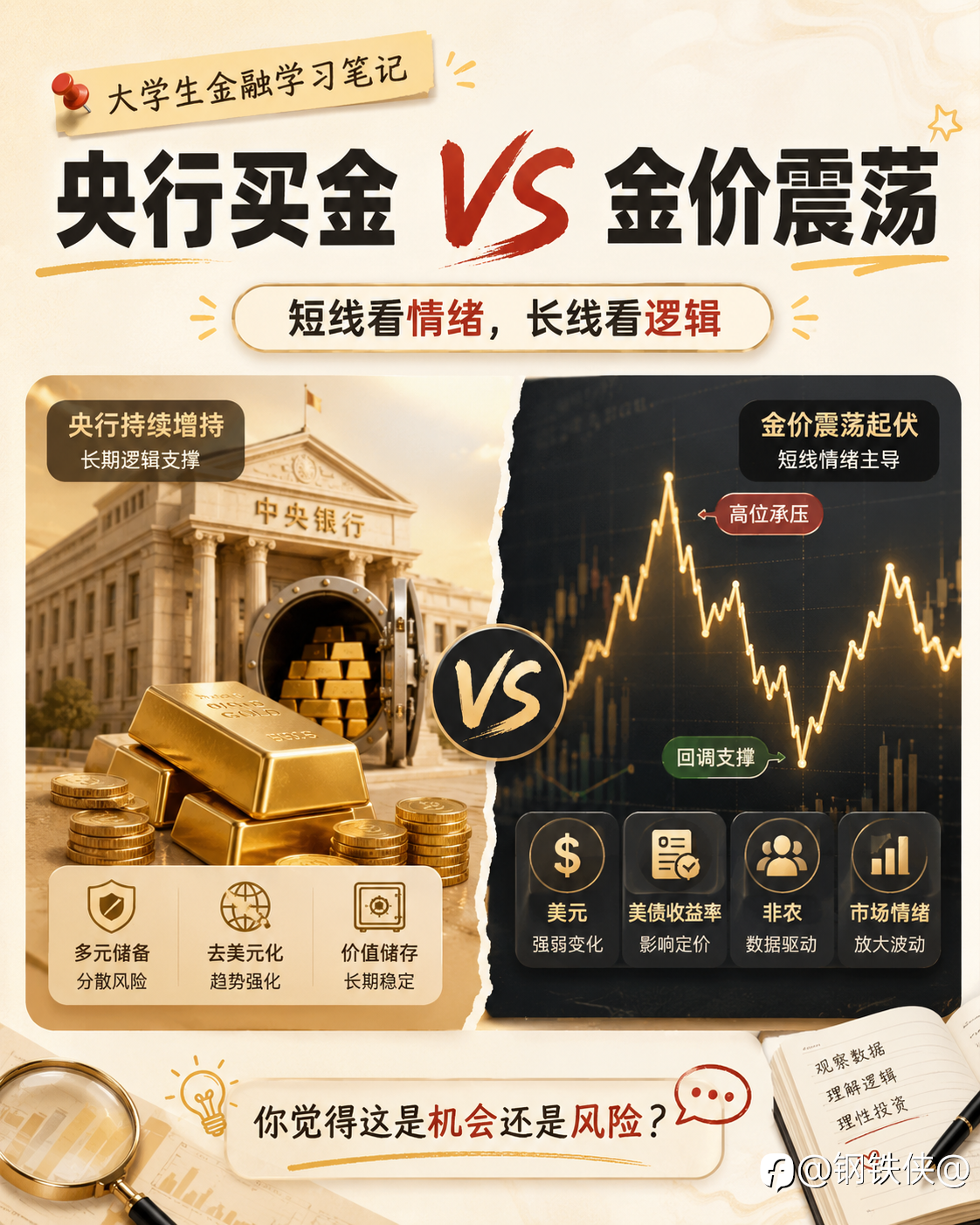 央行还在买黄金，为什么金价却一直震荡？我终于有点看懂了