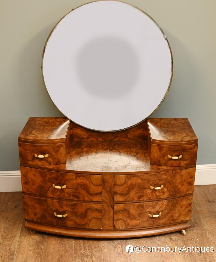 Period Art Deco Dressing Table Burr Walnut 1930
