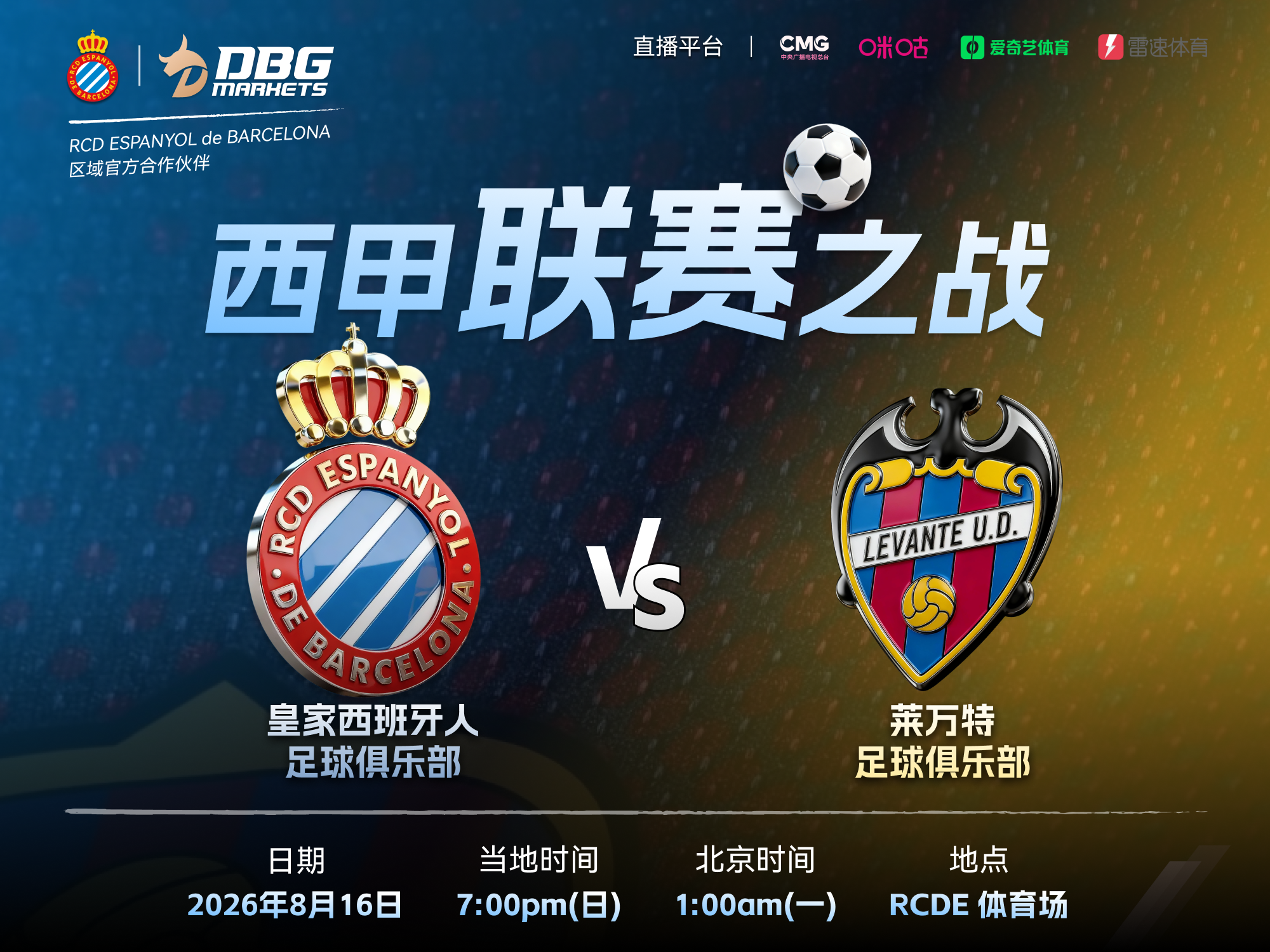 DBG Markets携手RCD Espanyol,迎接新赛季主场首战