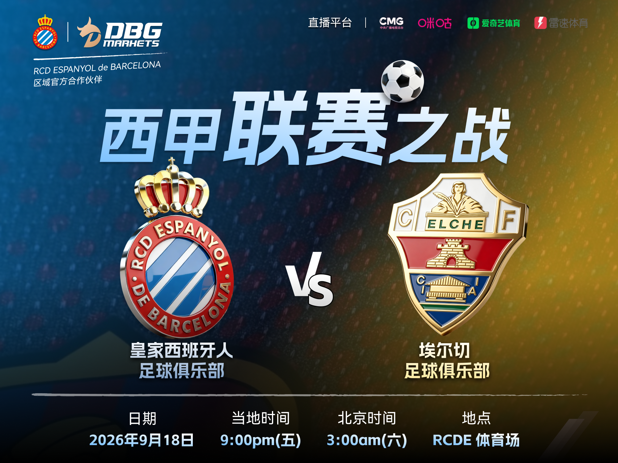 DBG Markets携手RCD Espanyol,迎接新赛季第五轮主场