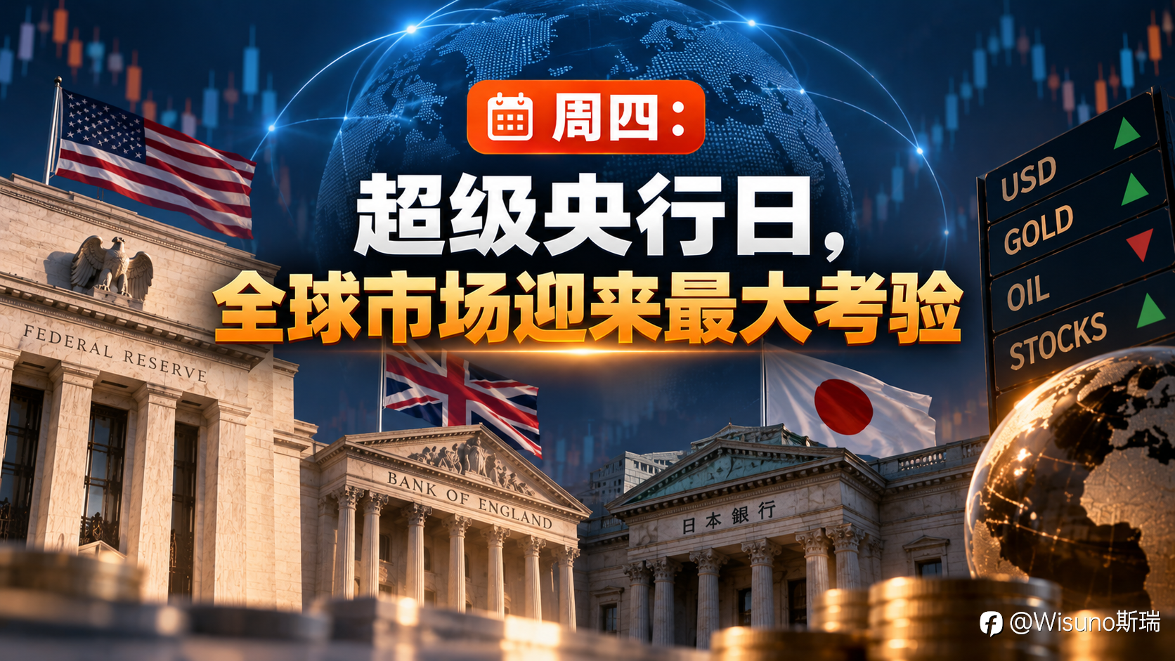 【Wisuno重大数据事件日历】超级央行周来袭！美联储、英银、日银接连登场，中国重磅经济数据也将公布！